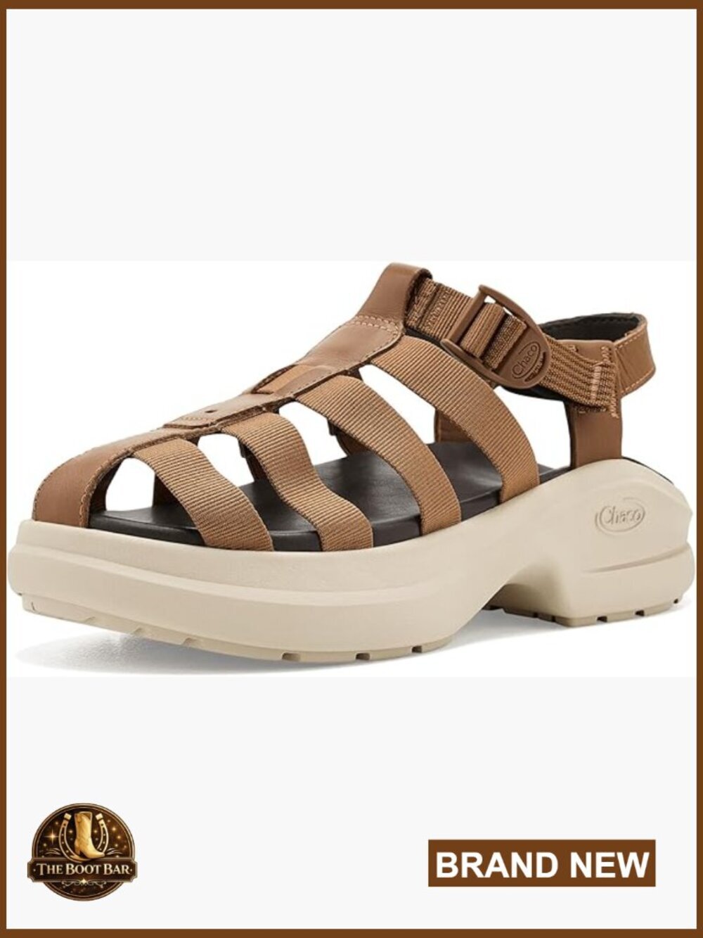 Leather Fisherman Sandals with LUVSEAT Footbed Platform Hook & Loop Closure